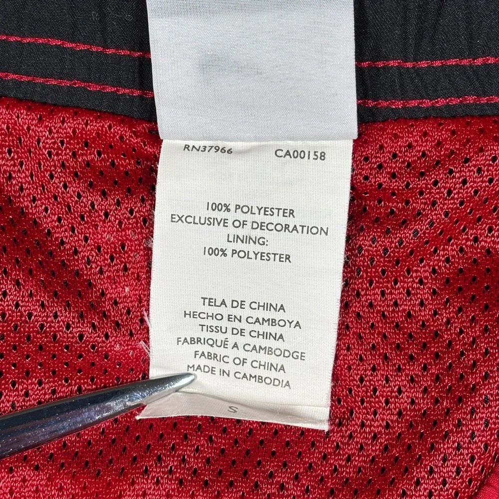 Vintage Nike Swim Shorts Men Small Red Black Silver Tag Board Trunks Embroidered